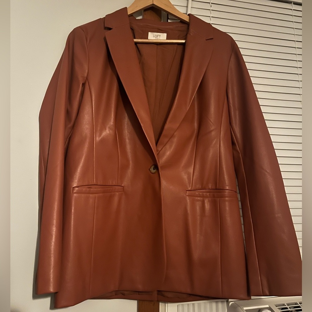 LOFT Vegan Leather Blazer Jacket Size M